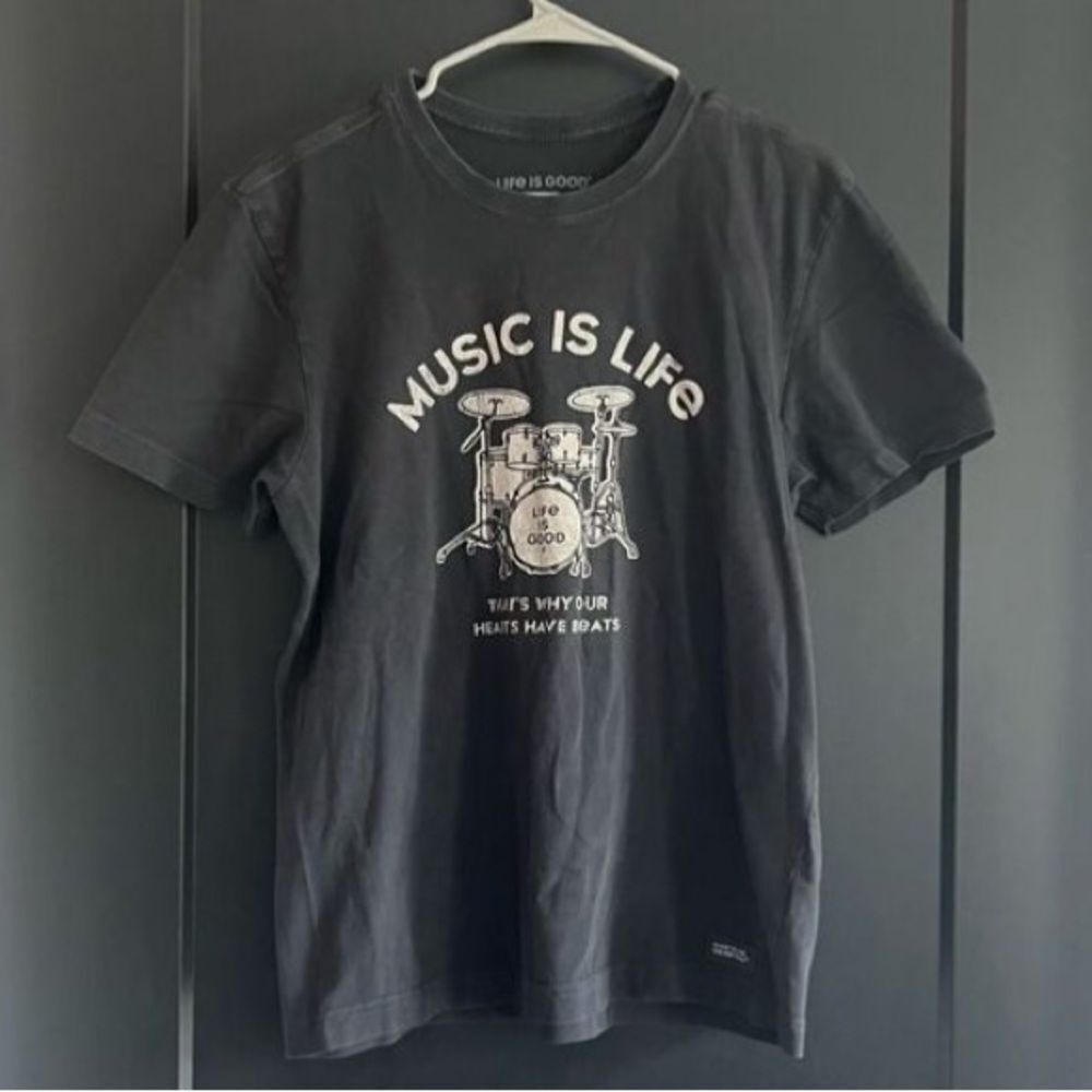 Life is Good Crusher Tee- Music is Life Size Small